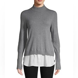 Saks Fifth Avenue Mock Neck Wool Blend Twofer Sweater